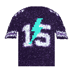 Purple football jersey number 15 with a teal lightning bolt, a Thursday Night Football drop item