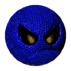 Blue basketball head with glowing yellow eyes, a BetsFriends avatar item