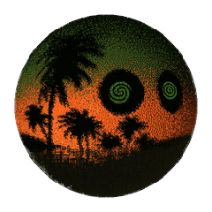 Sunset basketball head with palm trees and swirl eyes, a BetsFriends avatar item