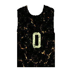 Black basketball jersey number 0 with orange cracks, a BetsFriends avatar item