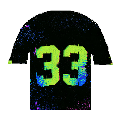 Black football jersey with a lime and blue number 33, a BetsFriends avatar item