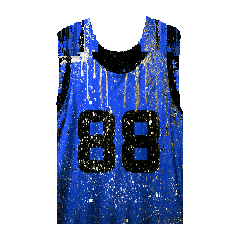 Blue basketball jersey number 88 with paint drips, a BetsFriends avatar item